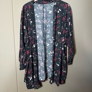 Lane Bryant Floral Open Cardigan - Black and Red